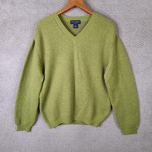 Daniel Cremieux Sweater Mens Medium Green 100% Baby Alpaca Pullover V Neck